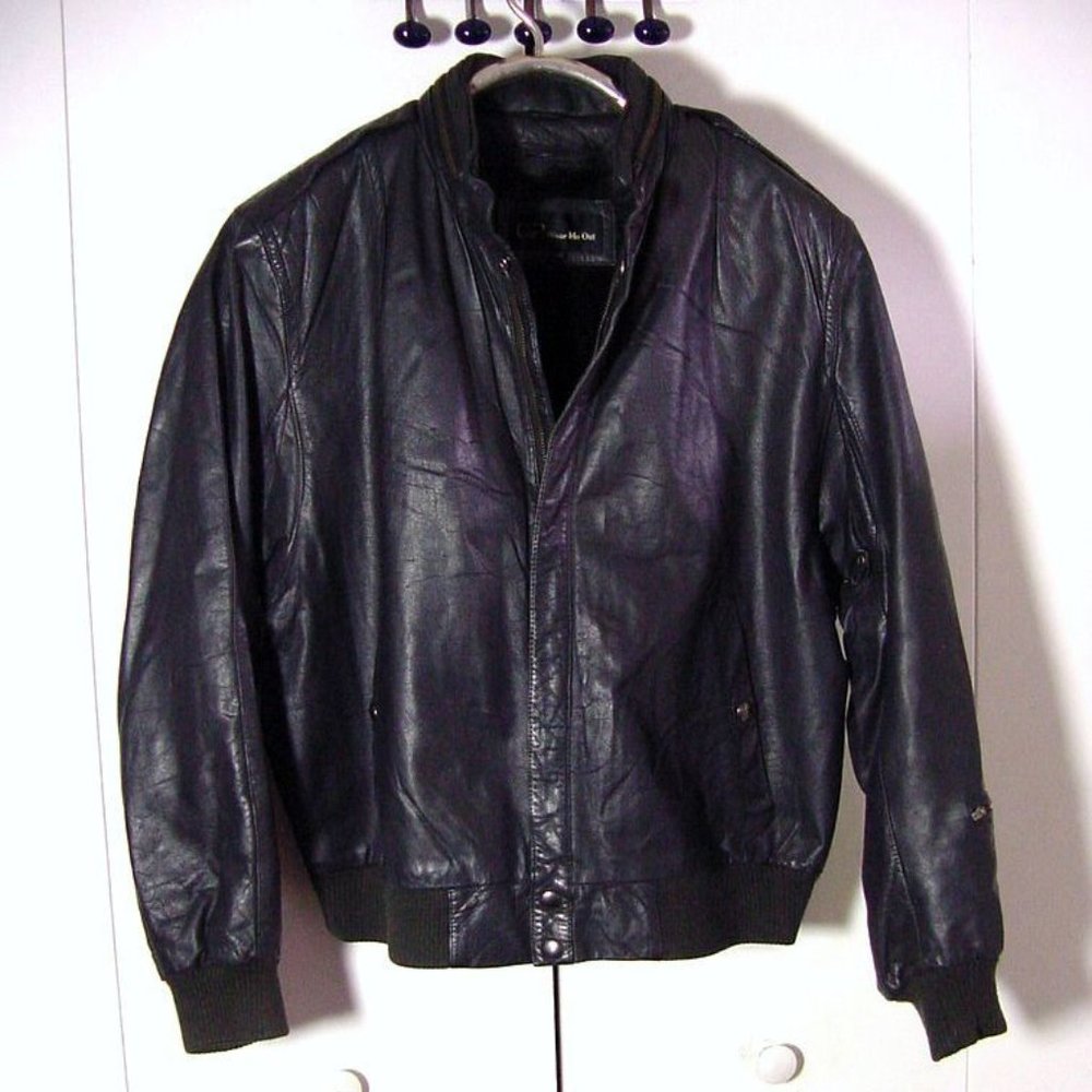Vtg 80's U2 Wear Me Out Black Cafe Racer Style Jacket Sz 44